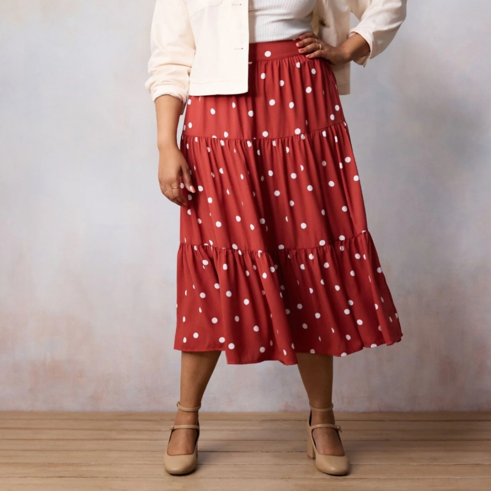 LC Lauren Conrad Polka Dot Midi Skirt | Size 1X - NWT